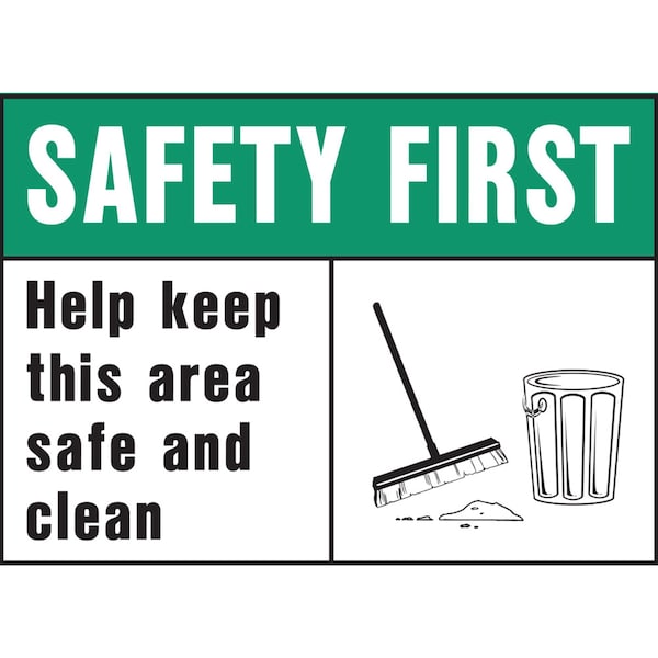 Hy-Ko Safety First Keep Area Clean Sign 10" x 14", 5PK A20382 - main